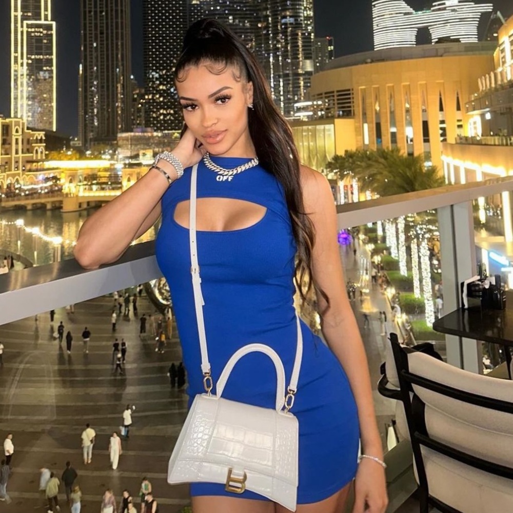 Blue off white dress